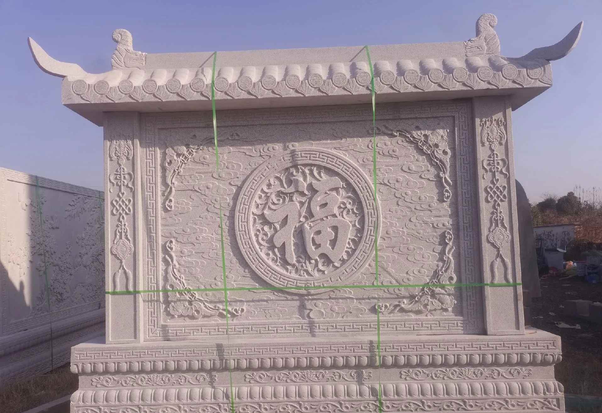 榆林 芝麻白花岗岩屏风，照壁，影壁